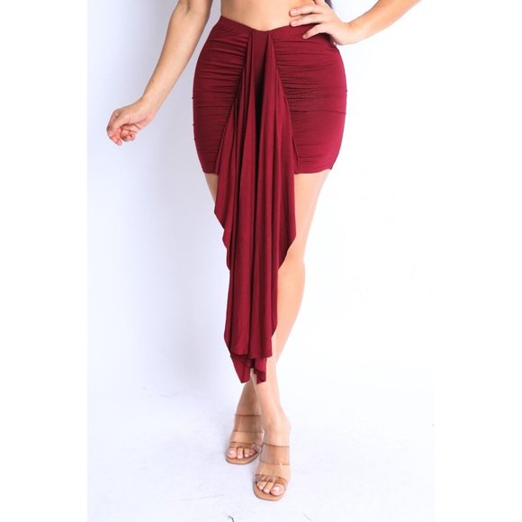 Womens Sexy High Waist draped drop Ruched Short Mini Skirt Small Medium Large - Picture 4 of 8